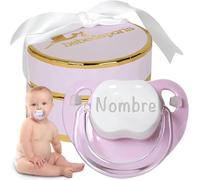 Ciuccio Personalizzato con Nome 0-6 Mesi per Neonato | Rosa | BebeDeParis | Ciuccio personalizzato con nome e scatola regalo elegante, ideale per una nascita speciale. Senza BPA, in silicone