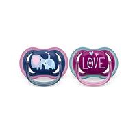 Ciuccio Philips Avent ultra air - 2 ciucci leggeri e traspiranti per bambini da 18 mesi in su, senza BPA, con custodia da trasporto per sterilizzatore (modello SCF349/22)