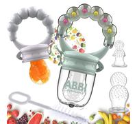 Ciuccio Sgranocchiatore per bambini senza BPA | Kit completo 2 sgranocchiatrici + 6 tintine [3 dimensioni] + spazzola per la pulizia | Da 4 mesi colori misti | Diversificazione bebe anello dentizione