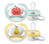 Ciuccio ultra air Philips Avent, per 0-6 mesi, ortodontico e senza BPA, 2 pezzi, custodia da trasporto/sterilizzazione inclusa, SCF080/17