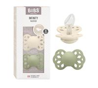 Ciucciotto Infinity anatomico BIBS, confezione da 2, senza BPA, tettarella anatomica in silicone, Tettarella anatomica. Silicone, Prodotto in Danimarca, Misura 2 (6-18 mesi), Ivory/Sage