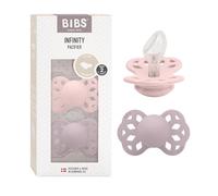 Ciucciotto Infinity anatomico BIBS, confezione da 2, senza BPA, tettarella anatomica in silicone, Tettarella anatomica. Silicone, Prodotto in Danimarca, Misura 2 (6-18 mesi), Blossom/Dusky Lilac