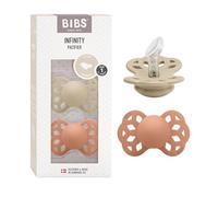 Ciucciotto Infinity anatomico BIBS, confezione da 2, senza BPA, tettarella anatomica in silicone, Tettarella anatomica. Silicone, Prodotto in Danimarca, Misura 1 (0-6 mesi), Vanilla/Peach