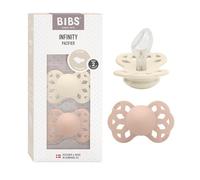 Ciucciotto Infinity anatomico BIBS, confezione da 2, senza BPA, tettarella anatomica in silicone, Tettarella anatomica. Silicone, Prodotto in Danimarca, Misura 2 (6-18 mesi), Ivory/Blush