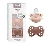 Ciucciotto Infinity simmetrico BIBS, confezione da 2, senza BPA, tettarella simmetrica in silicone, Tettarella simmetrica. Silicone, Prodotto in Danimarca, Misura 1 (0-6 mesi), Blush/Woodchuck