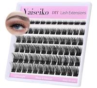 Ciuffetti di ciglia naturali, estensioni per ciglia, ciuffetti per ciglia sottili, 72 pezzi, 8-16 mm, curvatura a D, volumizzanti, extension per ciglia fai da te naturali