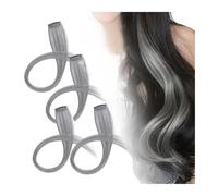 Ciuffi Capelli 4 Pezzi Parrucche Tinte For Le Orecchie Con Clip In Extension For Capelli Senza Cuciture For Donne Lunghe E Lisce Monocolore For Feste(Gray)