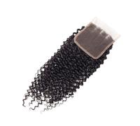 Ciuffi Capelli Chiusura In Pizzo 4X4 Capelli Ricci Crespi Brasiliani Una In Può Essere Sbiancata Nodi Attaccatura Dei Naturale(12inches)