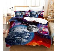 CIUNVXD Set di biancheria da letto a tema spaziale per bambini, 3D cielo stellato dell'universo, biancheria da letto per bambini con pianeti, cielo notturno, copripiumino per l'universo (C, 135x200cm)