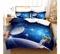 CIUNVXD Set di biancheria da letto a tema spaziale per bambini, 3D cielo stellato dell'universo, biancheria da letto per bambini con pianeti, cielo notturno, copripiumino per l'universo (D, 135x200cm)