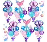 Civaner Set di 6 palloncini a forma di sirena, colori chiari