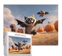 Civet Cat Indossare Ali di pipistrello 1000 pezzi puzzle per adulti Halloween stile cartone animato Art Puzzle colorato fai da te per la decorazione della casa regali puzzle famiglia perfetto per