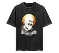 CivierCare Padre pio of Pietrelcina Black T-Shirt Printed Tee Graphic Top for Men Unisex Shirt XL