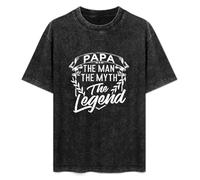 CivierCare Papa The Man The Myth The Legend Dad Gifts Super Brave Hero Black T-Shirt Printed Tee Graphic Top for Men Unisex Shirt M