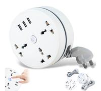 Civiliank Universal Power Strip, 2025 New Retractable Right Wrapped Around Extension Cord, with 3/5 Outlets 3 USB Ports, Universal Travel Power for Office Travel Hotels (3 Outlets 3 USB,1.8m(5.9ft))