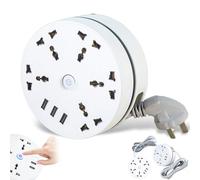 Civiliank Universal Power Strip, 2025 New Retractable Right Wrapped Around Extension Cord, with 3/5 Outlets 3 USB Ports, Universal Travel Power for Office Travel Hotels (5 Outlets 3 USB,1.8m(5.9ft))