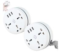 Civiliank Universal Power Strip 5.9/9.2ft, Civiliank Right Wrapped Around Extension Cord, Retractable Power Strip with 3 Outlets 3 USB Ports, Ports for Office Travel Hotels (5.9ft+5.9ft)