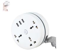 Civiliank Universal Power Strip 5.9/9.2ft, Civiliank Right Wrapped Around Extension Cord, Retractable Power Strip with 3 Outlets 3 USB Ports, Ports for Office Travel Hotels (9.2ft)