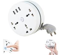 Civiliank Universal Power Strip, 5.9/9.2ft Civiliank Right Wrapped Around Extension Cord Retractable Power Strip, with 3 Outlets 3 USB Ports for Office,Travel, Hotel, Dormitory (3 holes,2.8M)