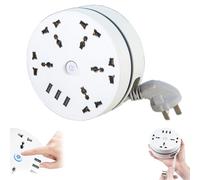 Civiliank Universal Power Strip, 5.9/9.2ft Civiliank Right Wrapped Around Extension Cord Retractable Power Strip, with 3 Outlets 3 USB Ports for Office,Travel, Hotel, Dormitory (5 holes,1.8M)