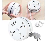 Civiliank Universal Power Strip, Civiliank Retragrable Right avvolto attorno al cavo di prolunga, Protettore del Surge PowerStrip con 3 punti vendita 3 porte USB, adattatore a spina multipli (1.8m)