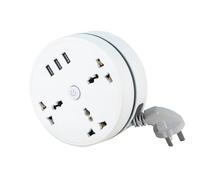 Civiliank Universal Power Strip, Civiliank Right Wrapped Around Extension Cord, with with 3 Outlets 3 USB Ports, Suitable for Office, Home, and Travel (1.8m)