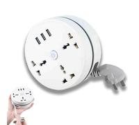 Civiliank Universal Power Strip, Retractable Power Strip with 3 Universal AC Cords 3 Smart USB, Small Portable Desk Charging for Business, Office, Travel Cruise (9.2ft)