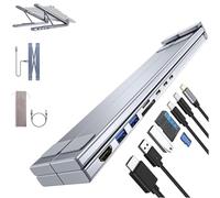 Civilized 8-in-1 USB-C Laptop Stand, Upliftjoys Portable Adjustable Flat Laptop Docking Station Stand with 4k HDMI, with 4k HDMI, 2 USB 3.0, Pd 100W, for Home, Office, Café (1 Pc)