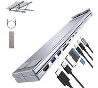 Civilizek 8-in-1 USB-C Laptop Stand, Civilized Portable Adjustable Laptop Docking Station Stand, with 4k Hdmi, 2 USB 3.0, Pd 100w, Type C Hubs Adapter for Home, Office Cafes and School Use (1Pcs)
