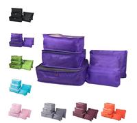 Civilvivid 6 Pieces Portable Luggage Packing Cubes, Holiday Packing Organisers, Packing Pods For Suitcases, Luggage Compartment For Clothes And Shoe Storage (Purple)