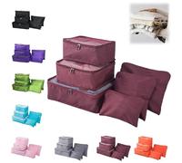 Civilvivid 6 Pieces Portable Luggage Packing Cubes, Holiday Packing Organisers, Packing Pods For Suitcases, Luggage Compartment For Clothes And Shoe Storage (Wine Red)