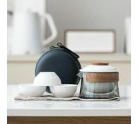 CIVIOOH Teiera e Set di Tazze da tè Kit per la Preparazione del tè Domestico Set da tè da Viaggio Borsa Portatile per Esterni Set da tè Cinese Forniture 1 Ciotola 3 Tazze