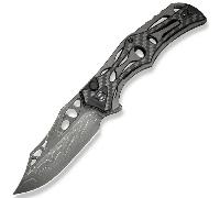 CIVIVI Alluminio Grigio con Rivestimento in Fibra di Carbonio su Manico in G10 Nero Lama in Damasco