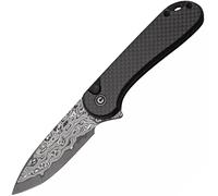 CIVIVI Button Lock Elementum II Twill Carbon Fiber Overlay Su Manico G10 Nero Lama in Damasco C18062
