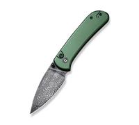 CIVIVI Qubit Manico in Alluminio Verde Lama in Damasco Nero Satinato a Mano C22030E-DS1