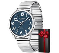CIVO Orologio Uomo Grande Numeri: Facile da Leggere Orologi - Argento Elegante Moda Impermeabile Adatto Persone Anziane con Problemi di Vista