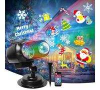 CIXMUS Proiettore Natale Esterno, Decorazione Natalizia con Luce LED Impermeabile IP44, Telecomando,12 Diapositive e 10 Colori Effetto Acqua, per Decorazioni Festive, Natale e Compleanno