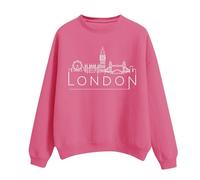 CixNy Felpa da donna, casual, girocollo, a maniche lunghe, senza cappuccio, invernale, stampa sportiva, a maniche lunghe, con lettere, stampa streetwear, rosa intenso, XXL