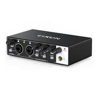 CIXUN Scheda audio esterna,2×2 Interfaccia audio USB-C per PC,24 bit/192 kHz, Doppi ingressi TS/XLR,Alimentazione fantasma +48 V,per Studio/Podcast/Live Streaming (Nero))