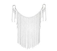 CIXVOEMK Velo a catena per il viso, tenda con nappe con perle argentate, accessorio per costume in stile antico per feste, velo da sposa (stile ansa argento)