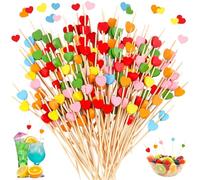 CIYIN 100 Pezzi Bastoncini Cocktail, Stecchini per Aperitivo, 12 cm Stuzzicadenti in Legno per Frutta con Motivo d'Amore, Stuzzicadenti Decorativi, per Antipasti Frutta Dessert