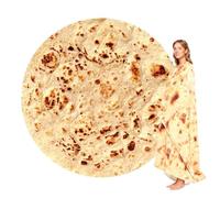 CIYIN Burritos Tortillas Coperta in Flanella, 160cm Coperta Burrito, Coper-ta a Forma di Tortilla Divertente, Copert-a Tacos Creativa, Copert-a Burrito Tortilla (Coperta Tortilla, 160cm)