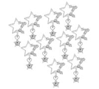 CIYODO 10 Pezzi Charms per Unghie a Forma di Stella con Cristalli Argento in Lega, Decorazioni Nail Art 3d Eleganti e Resistenti per Manicure alla Moda