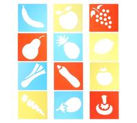 CIYODO 12 pezzi Stencil da Disegno in Plastica per Tema Frutta e Verdura Riutilizzabili e Lavabili Modelli per Arte Pittura e Lavoretti Creativi su Carta Tessuto e Pareti