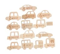 CIYODO 15pezzi Carte Legno Forma Di Auto Per Ragazzo Ragazza Decorazioni Per Foto e Crescita Per Annunci e Shower