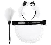 CIYODO 1set Accessori Costume Cameriera Per Feste Tema Completo Di Grembiule e Fascia Per Per Halloween e Party Costume Facile Da Indossare e Combinare