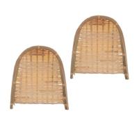 CIYODO 2 Pezzi Cestini in Bamboo Naturale Intrecciato Organizer Polveri e Residui per Cucina Vassoio Multiuso per Frutta Pane e Raccolta Rifiuti Strumento Artigianale per Pulizia e