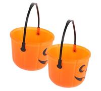 CIYODO 2 Pezzi Lanterna Halloween LED Secchiello in Plastica Portatile Gancio per Decorazioni di Halloween all'Aperto