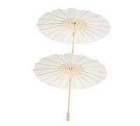 CIYODO 2 Pezzi Mini Ombrello di Carta Bianco Vintage per Bambole, Parasole in Carta e Legno, Decorazione per Feste da Giardino e Matrimoni, Ombrellino Fai-da-te