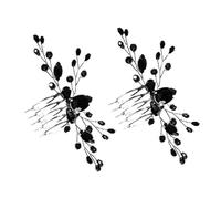 CIYODO 2 Pezzi Pettini per Chioma da Sposa Neri Cristalli, Accessori Decorativi Vintage per Acconciature Nuziali, Fermagli Laterali Eleganti per Matrimonio e Festa Nuziale
